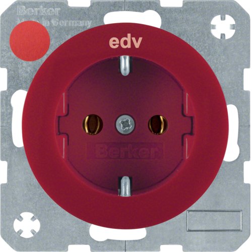 Розетка з з/к червона з надписом EDV, 16А/250В, R.1/R.3