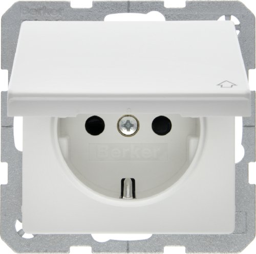 Розетка з з/к, кришка, зах.контактів, 16А/250В, пол.білизна, Q.х