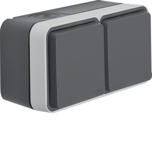 Розетка з з/к подвійна горизонтальна IP55, сіра, 16А/250В W.1 Berker 47843515