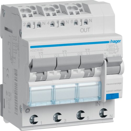 ДАВ 3x(1P+N) 6kA C-13A 30mA тип-А QuickConnect