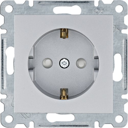 Розетка з з/к з захистом контактів Lumina, срібна, 16А/230В