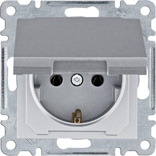 Розетка з з/к з кришкою Lumina, срібна, 16А/230В