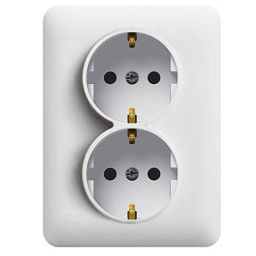 Розетка з з/к подвійна з захистом контактів Lumina, біла, 16А/230В WL1260