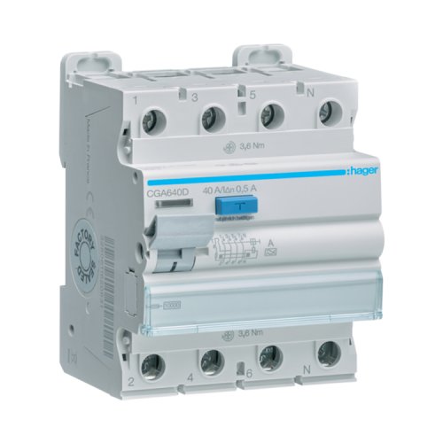 ПЗВ (дифреле) 4P, 40A 500mA, 10kA, A, CGA640D