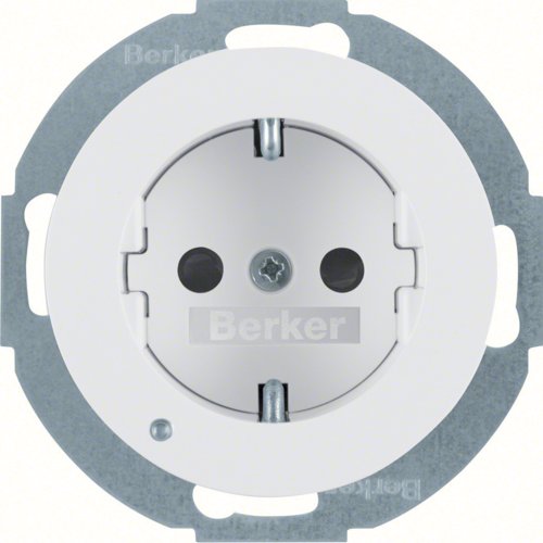 Розетка з з/к з зах.від дітей з LED-підсвіткою, 16А/250В, пол.білизна, R.х