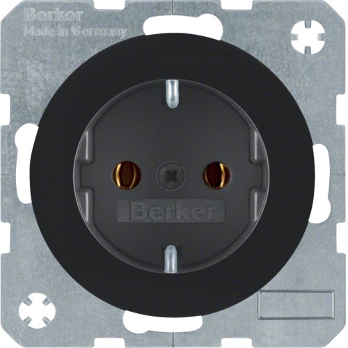 Розетка з з/к, гвинтові клеми, 16А/250В, чорна, R.x Berker 41432045