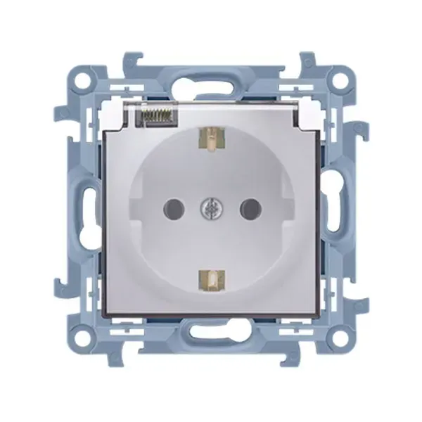 Розетка електрична IP44 SIMON10 SCHUKO з прозорою кришкою, біла(CGSZ1B.01/11A)
