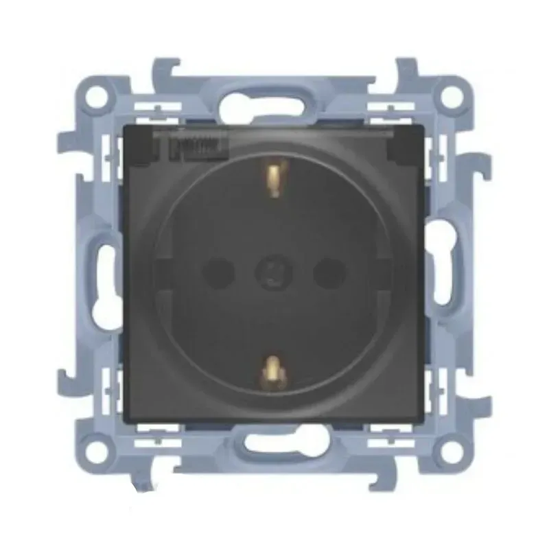 Розетка електрична SIMON10 SCHUKO IP44 з кришкою, графіт (CGSZ1B.01/49A)