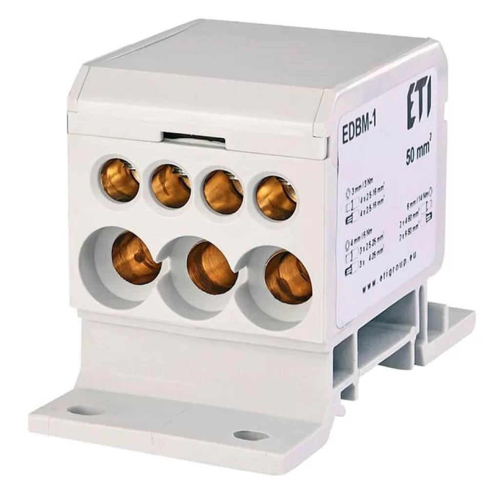 Розподільчий блок ETI EDBM-1 (160А 1x4-50; 3x2.5-25; 4x2.5-16) (1102400)