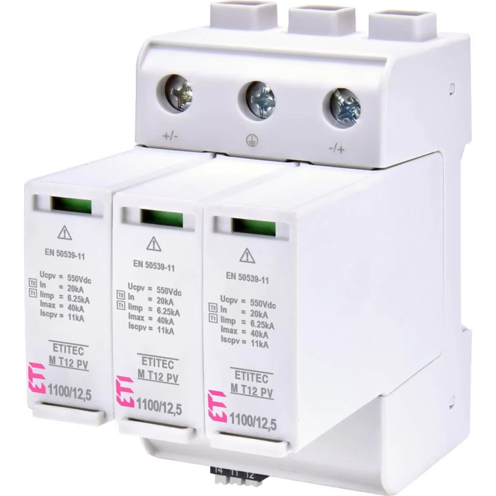 Обмежувач перенапруги ETI ETITEC M T12 PV 1100/12 5 Y RC (для PV систем) (2440512)