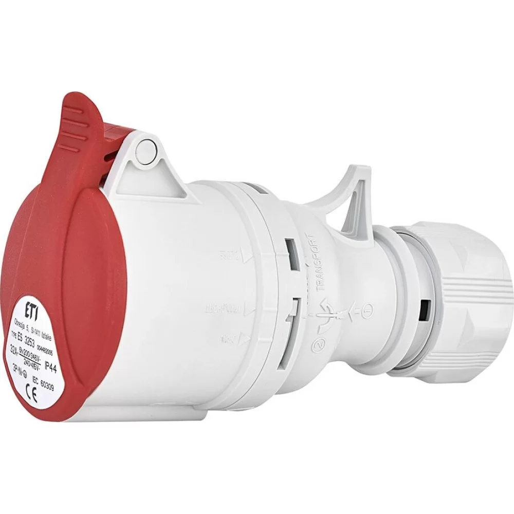 Кабельний силовий роз єм ETI ES-3253 IP44 (32A 400V 3P+N+PE) (4482005)