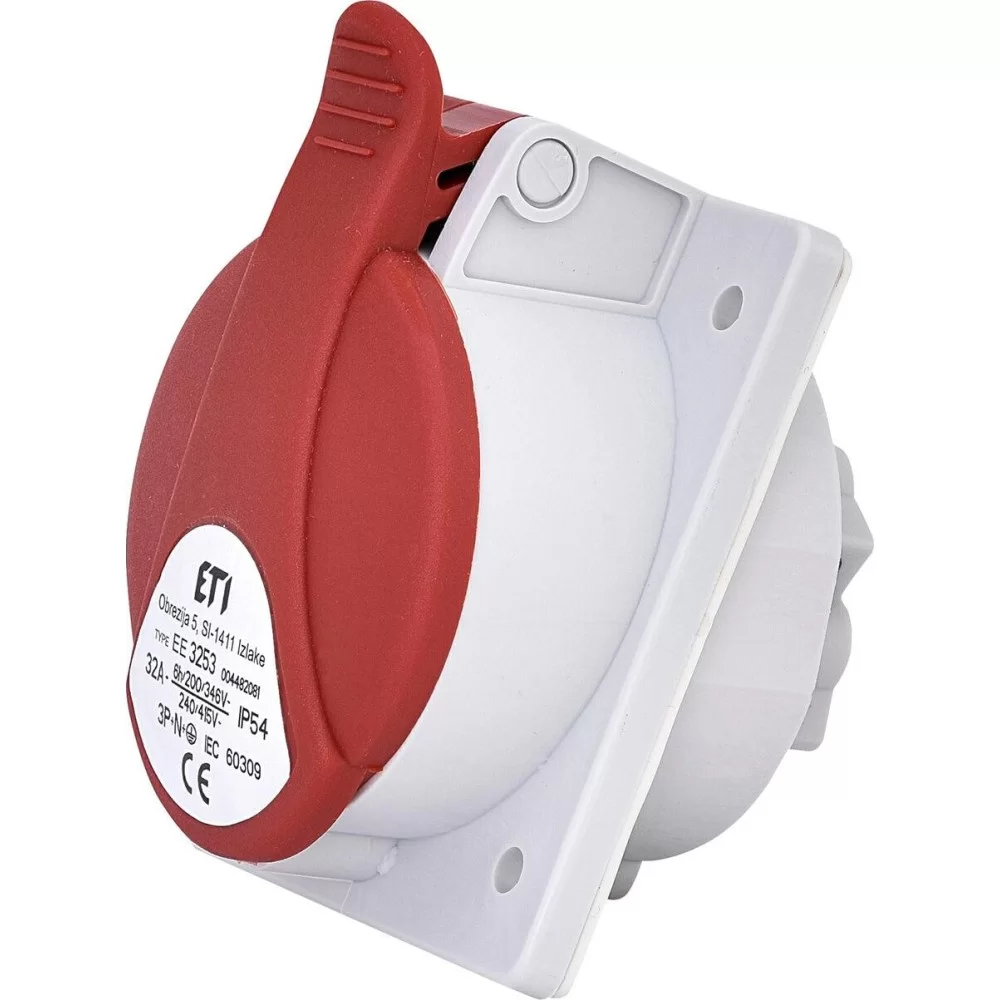 Вбудований силовий роз єм ETI EE-3253 IP54 (32A 400V 3P+N+PE) (4482081)