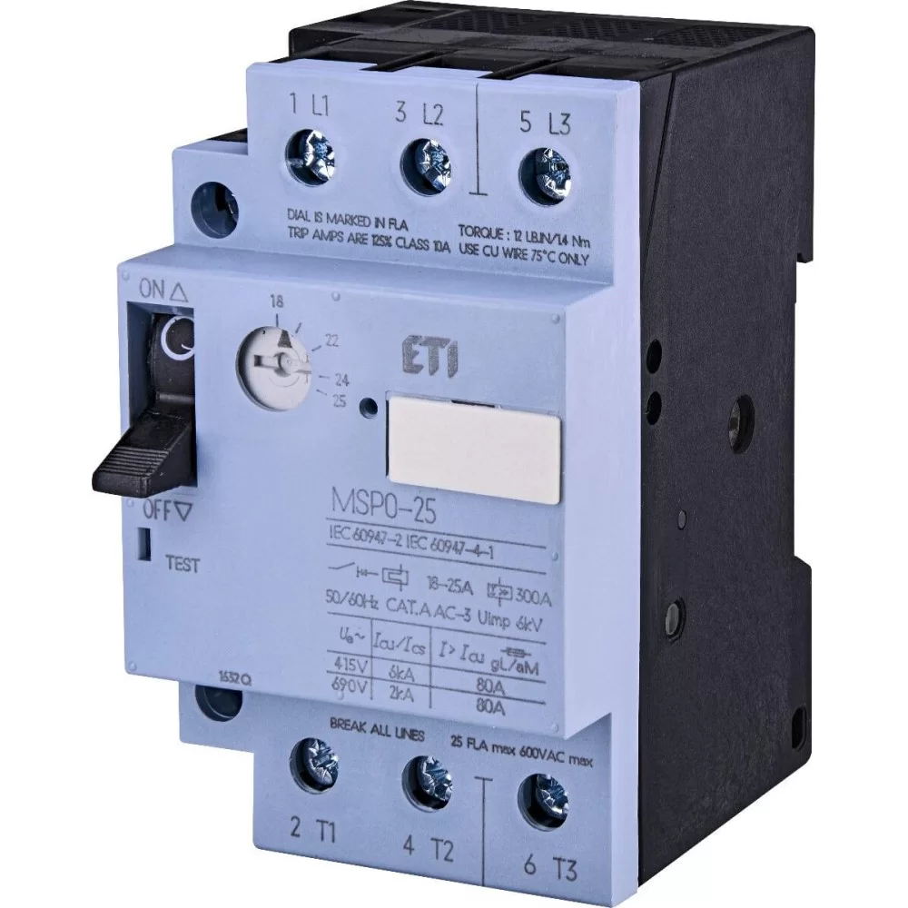 Автомат захисту двигуна ETI MSP0-25 11 kW 18-25A (004646627)