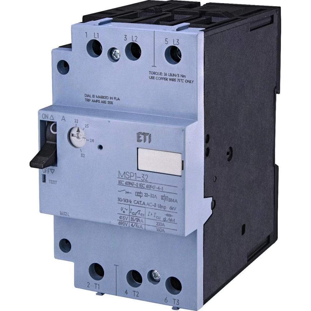 Автомат захисту двигуна ETI MSP1-32 (15 kW 22-32A) (4646628)