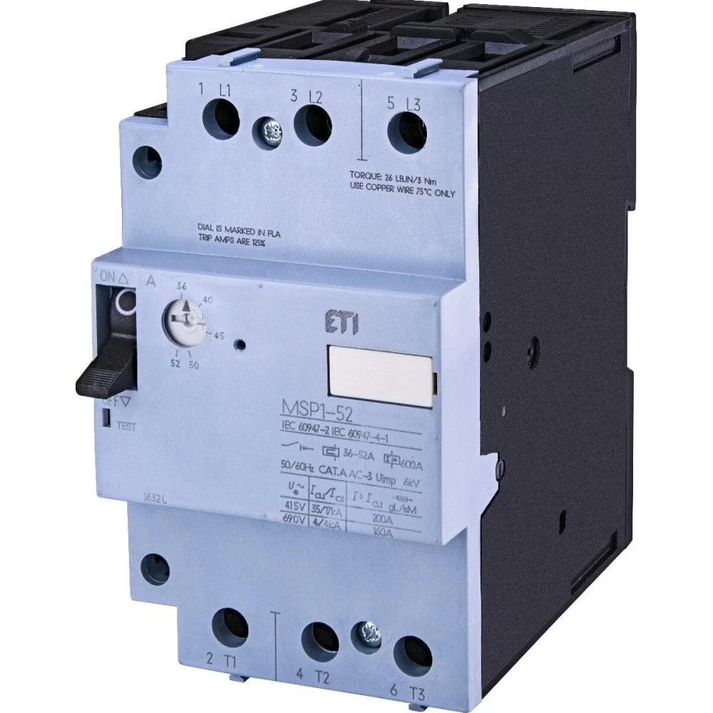 Автомат захисту двигуна ETI MSP1-52 (22 kW 36-52A) (464663)