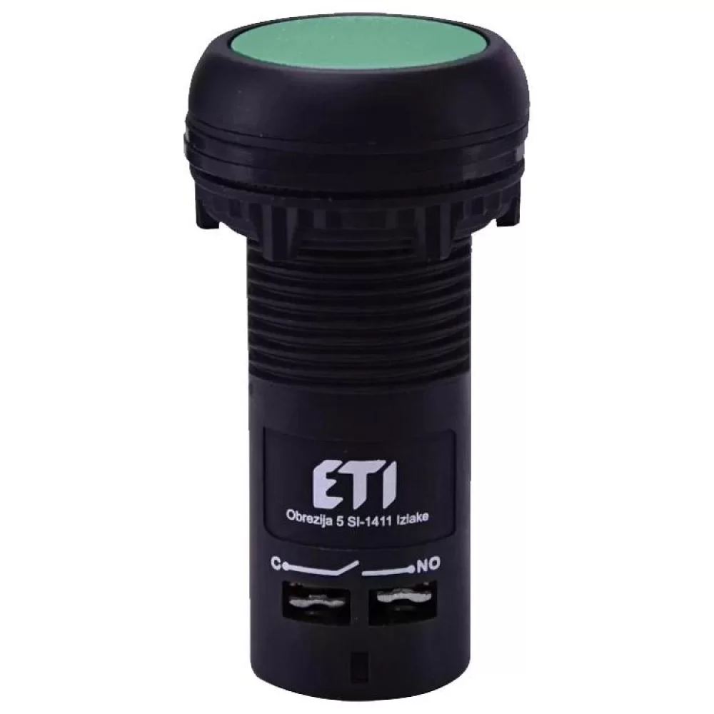 Моноблочна утоплена кнопка ETI 004771451 ECF-10-G (1NO зелена)