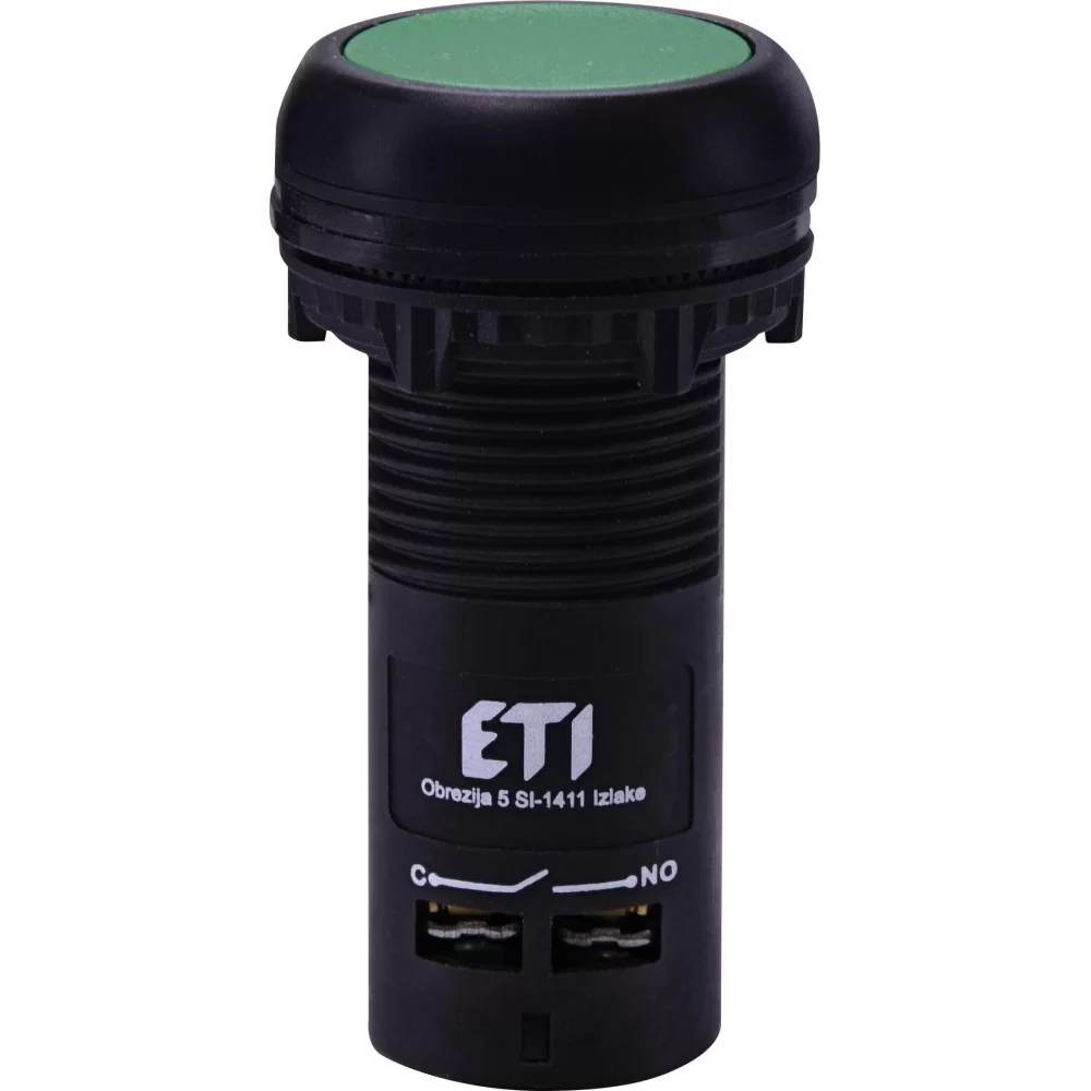Моноблочна утоплена кнопка ETI 004771471 ECF-11-G (1NO+1NC зелена)
