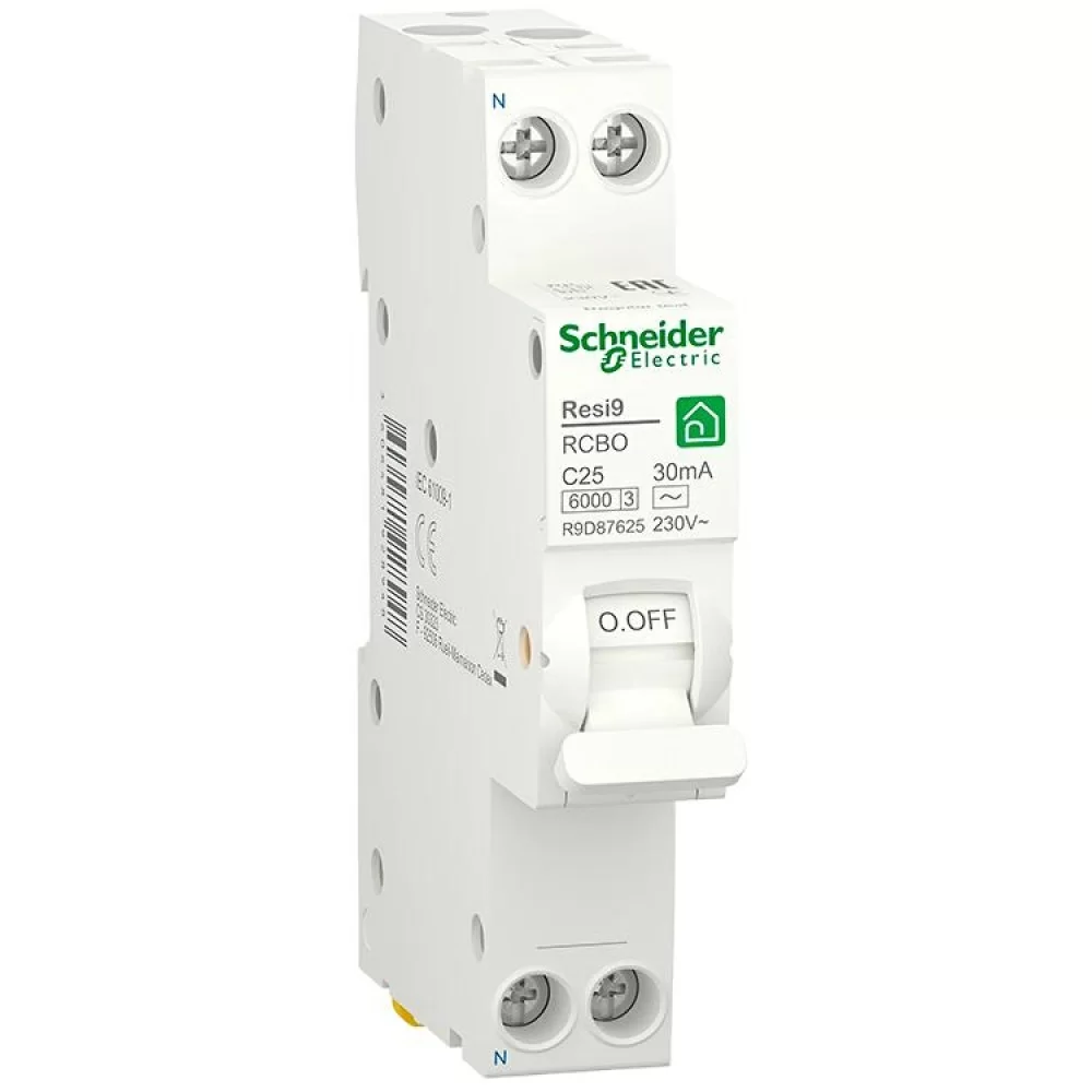 Диференціальний автомат Schneider Electric Resi9 RCBO 25A C 1P+N 30mA АС 6kA (R9D87625)