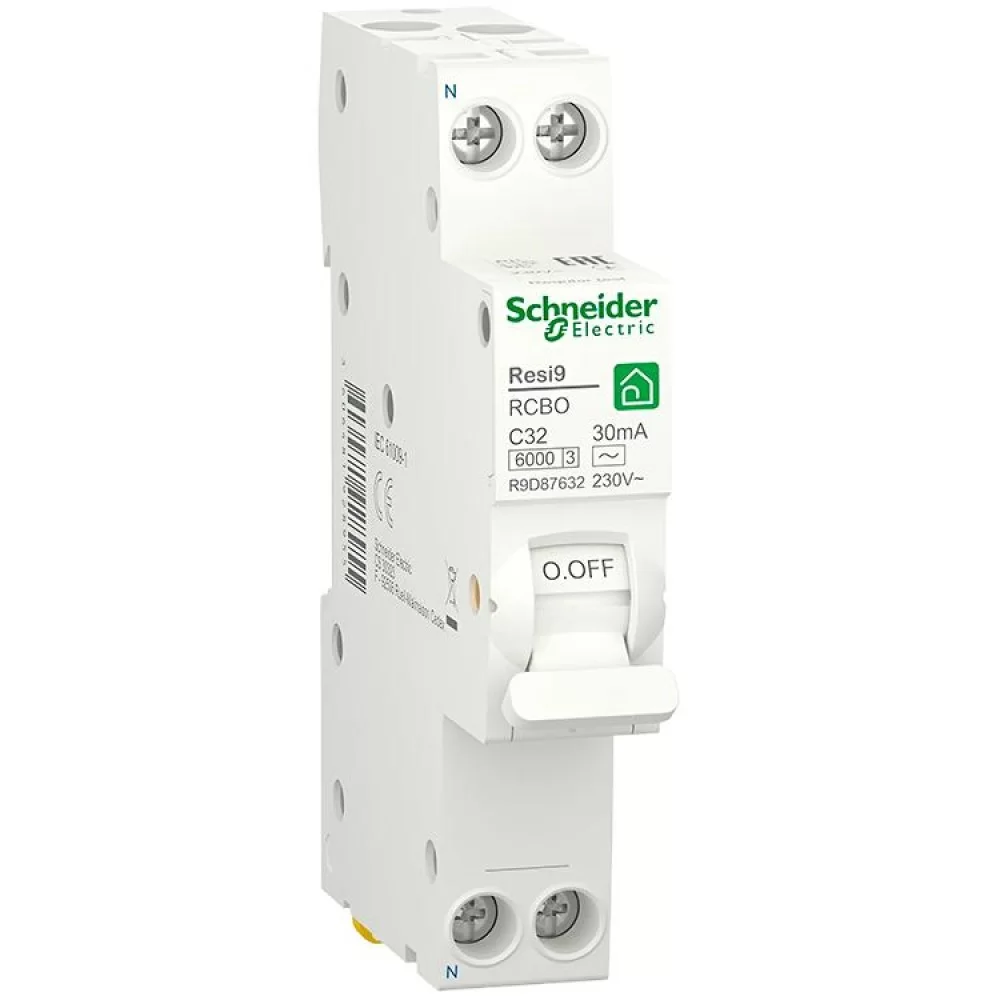 Диференціальний автомат Schneider Electric Resi9 RCBO 32A C 1P+N 30mA АС 6kA (R9D87632)