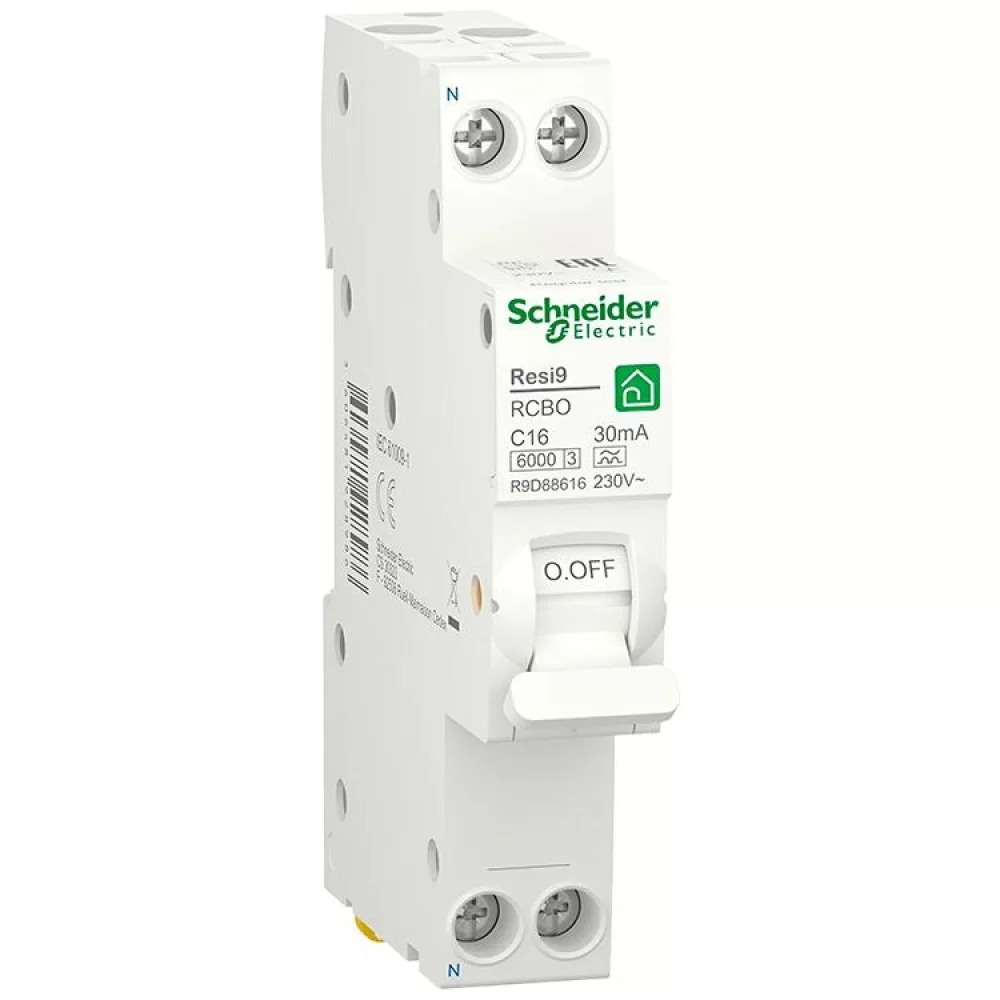 Диференціальний автомат Schneider Electric Resi9 RCBO 16A C 1P+N 30mA А 6kA (R9D88616)