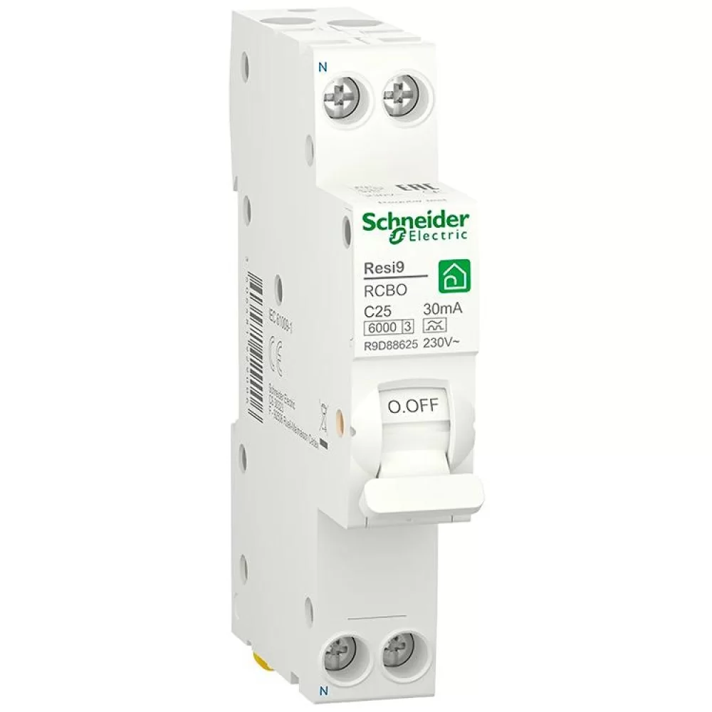 Диференціальний автомат Schneider Electric Resi9 RCBO 25A C 1P+N 30mA А 6kA (R9D88625)