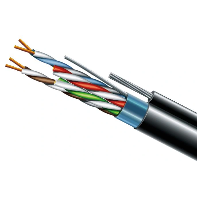 Кабель вита пара ЗЗКМ (FTP мідь вуличний із тросом) Cat. 5e F/UTP PE 4х2х24 AWG + S. M. трос (к)(72113) бухта 500м.