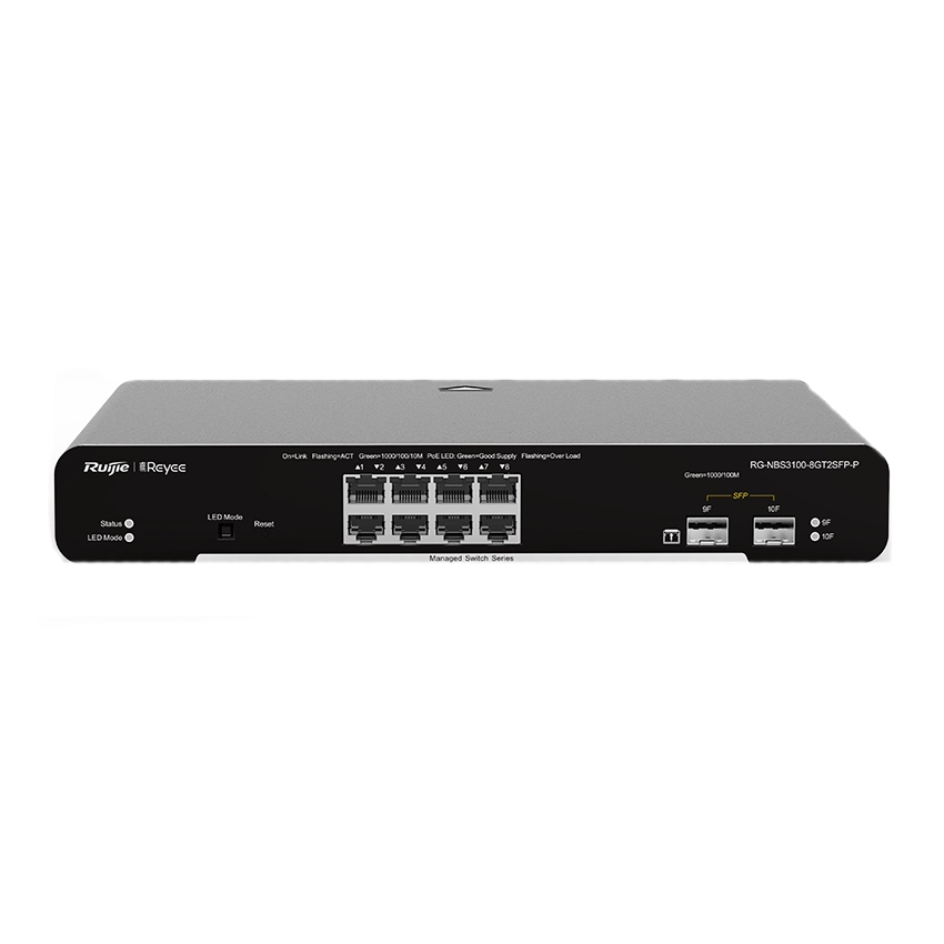 8-портовий гігабітний L2 керований комутатор POE Ruijie RG-NBS3100-8GT2SFP-P