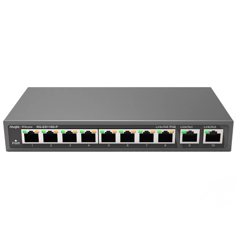 Комутатор 8 портів некерований Ruijie Reyee RG-ES110D-P PoE