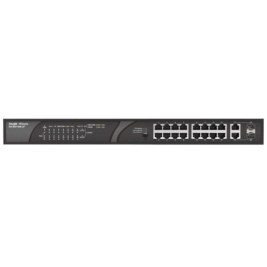 Комутатор 16 портів некерований Ruijie Reyee RG-ES118S-LP PoE