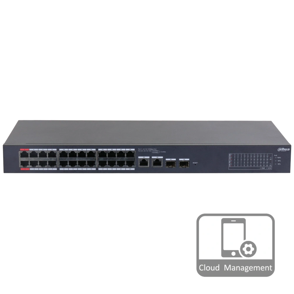 Комутатор 28 портів керований Dahua DH-CS4226-24ET-375 PoE
