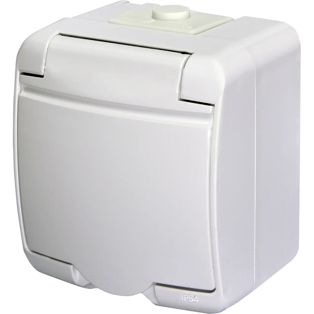 Розетка 1-на з з/к Schuko RHE-1s (біла/біла кришка, IP54) ETI 4668015 Hermetics