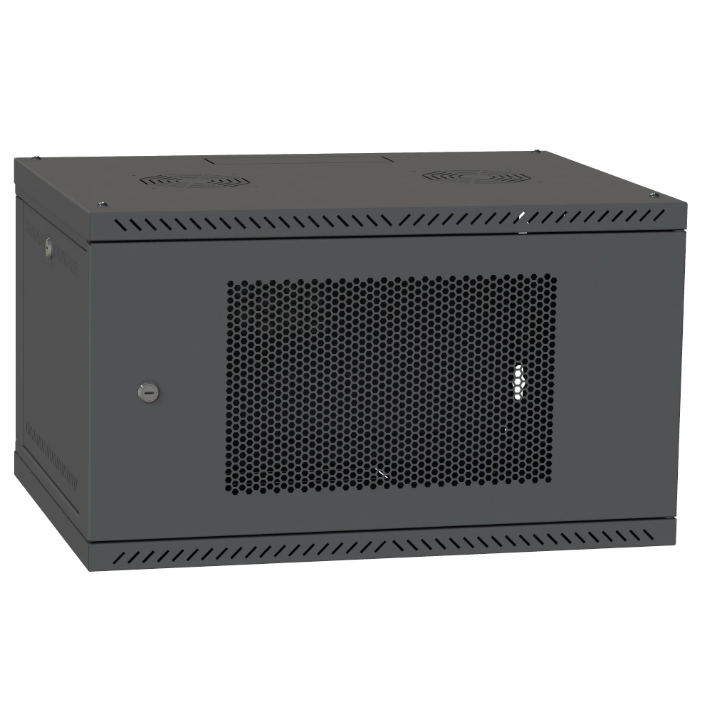 Шафа телекомунікаційна двері перф (чорна) IPCOM 4U 600x450