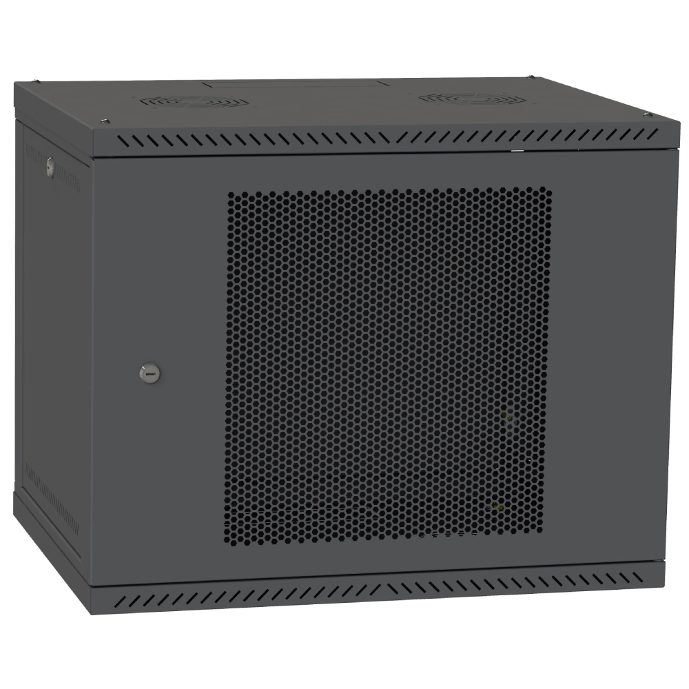 Шафа телекомунікаційна двері перф (чорна) IPCOM 9U 600x450