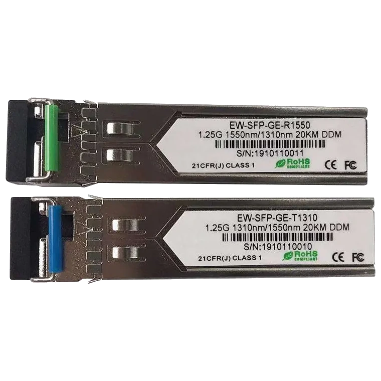 Модуль SFP (комплект 2шт) Ewind EW-SFP-GE-T1310 / EW-SFP-GE-R1550 1.25G, Single-mode single Fiber, 20km, LC connector, Tx1310/Rx1550nm : 1310nm is transmitter，1550nm is receiver