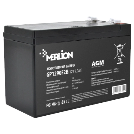 Акумуляторна батарея MERLION AGM GP1290F2B 12В 9А•г