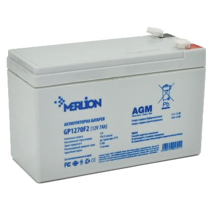Акумуляторна батарея MERLION AGM GP1270F2 12В 7А•г