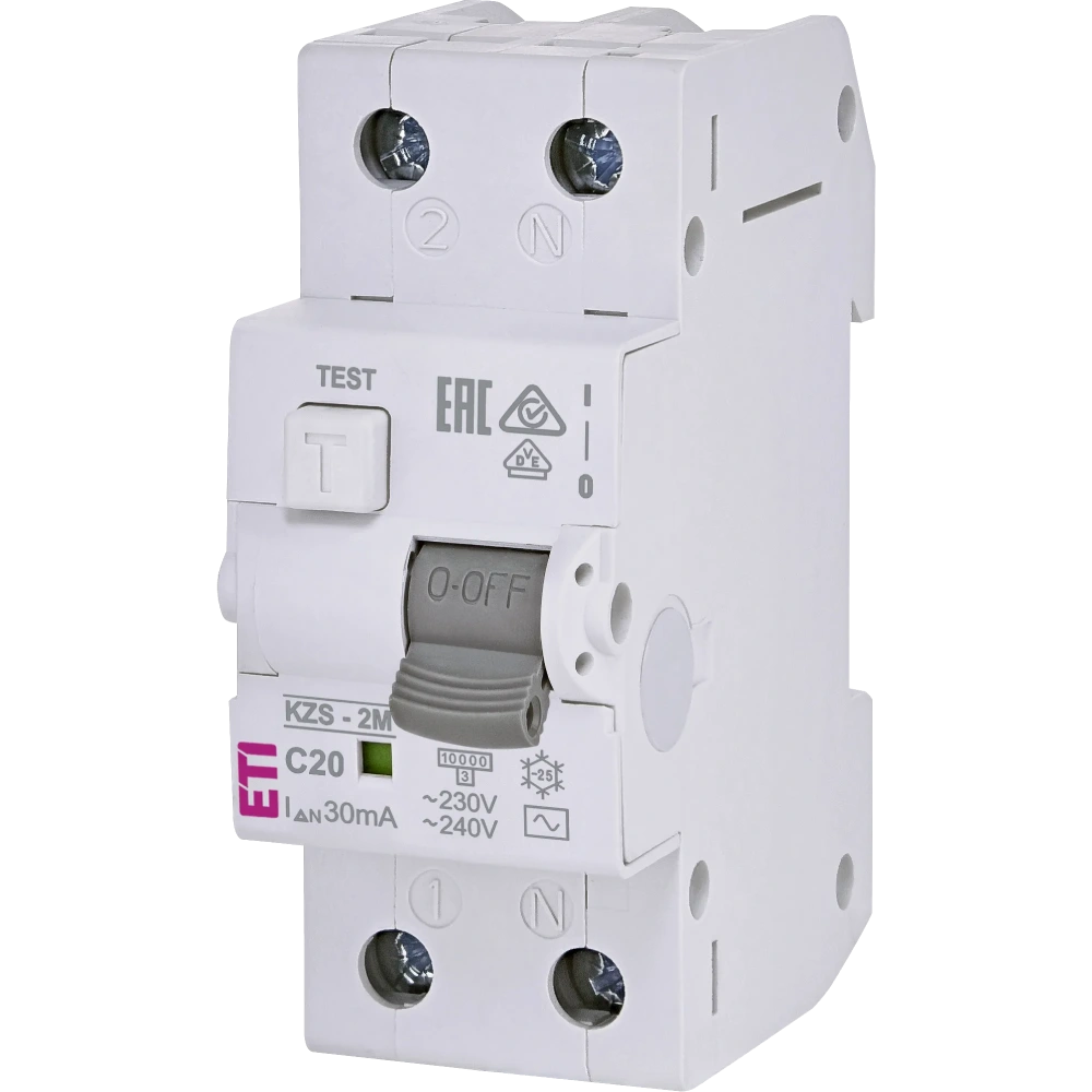 Дифавтомат ЕТІ KZS-2M C 20/0.03 10kA