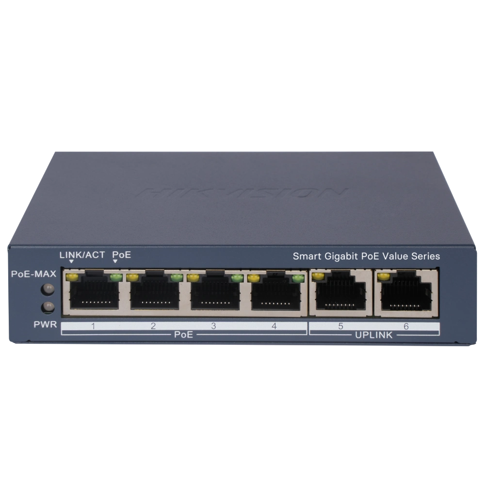 Комутатор 6 портів керований Hikvision DS-3E1506P-EI/MPoE