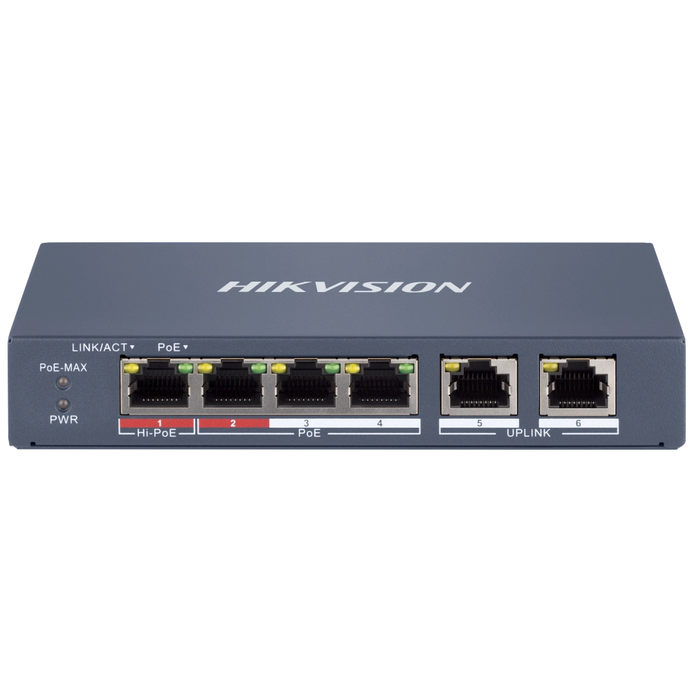 Комутатор 6 портів керований Hikvision DS-3E1106HP-EI