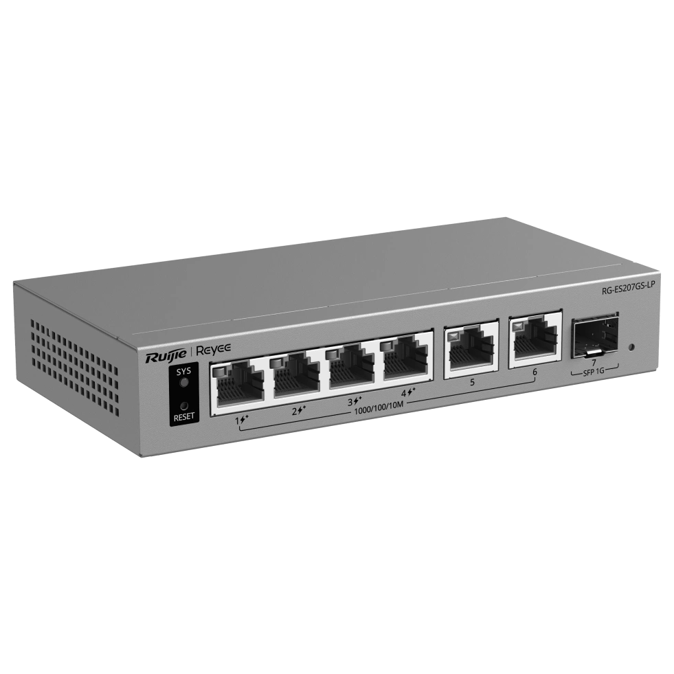 Комутатор 6 портів керований хмарно Ruijie RG-ES207GS-LP PoE
