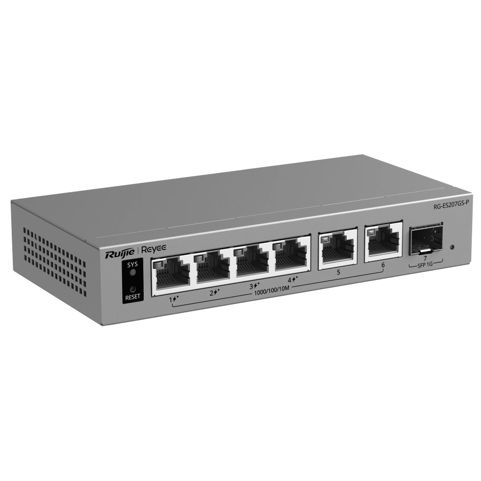 Комутатор 6 портів керований хмарно Ruijie RG-ES207GS-P PoE