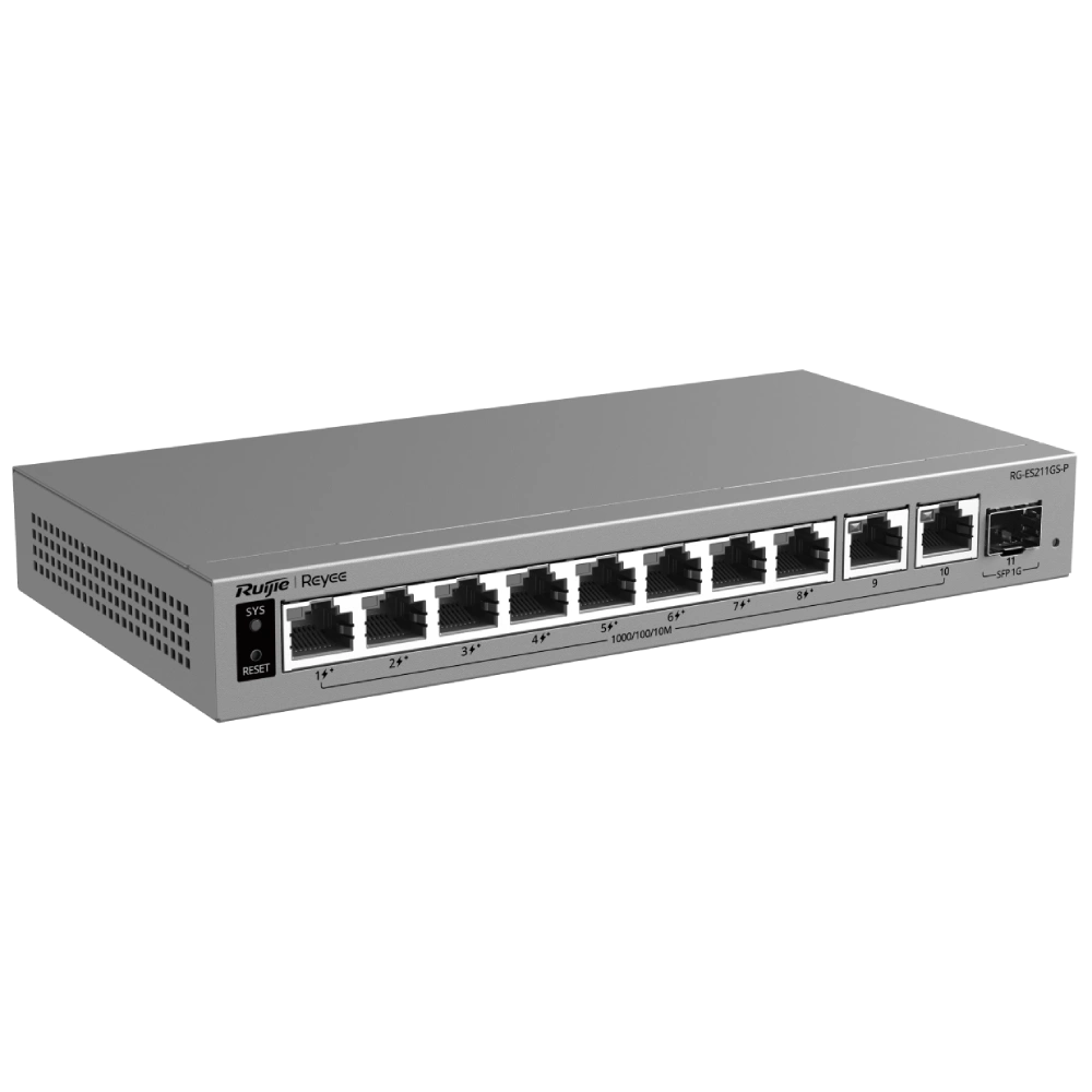 Комутатор 11 портів керований хмарно Ruijie RG-ES211GS-P PoE