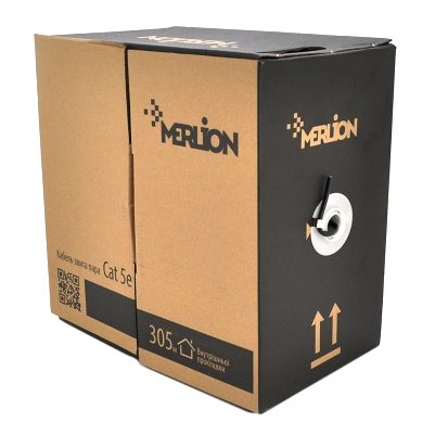 Кабель Merlion зовнішній КНП UTP (4*2*0.5) 4p 24 AWG CCA ПЕ (305м) чорний